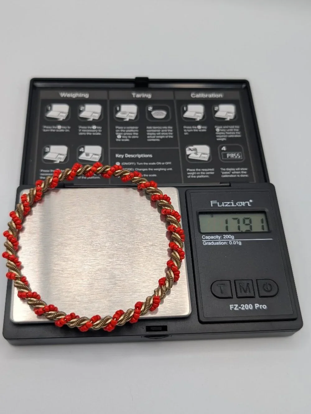Red Seed Bead Twisted Rope Bangle Bracelet Antique Brass Boho Stacking Bangle